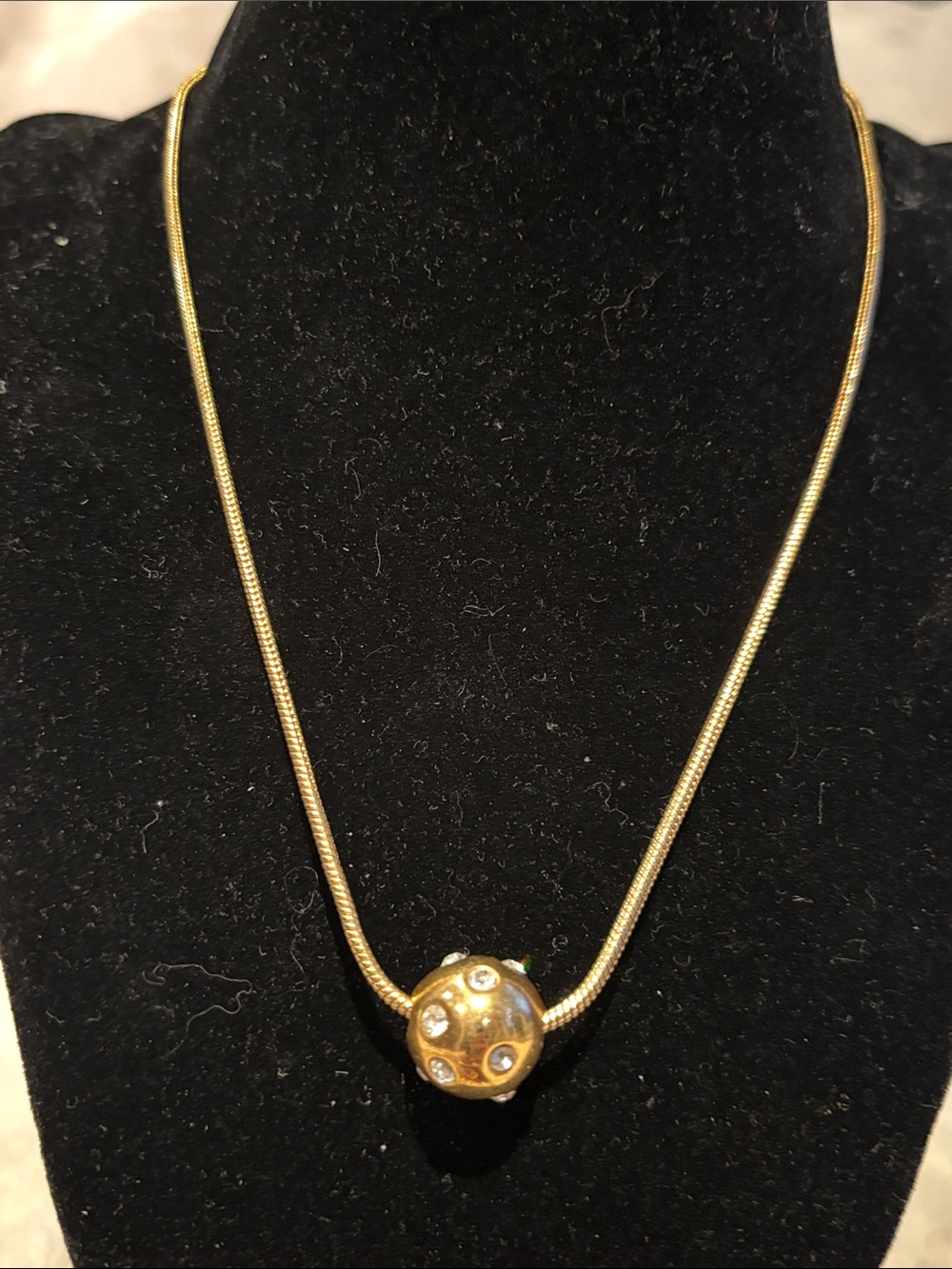 Gold-tone Pendant Necklace with Crystal Accents - Women's Jewelry